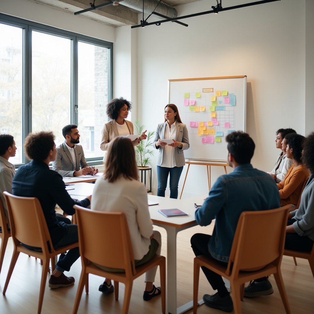 Sală de formare pentru workshop de management al schimbării